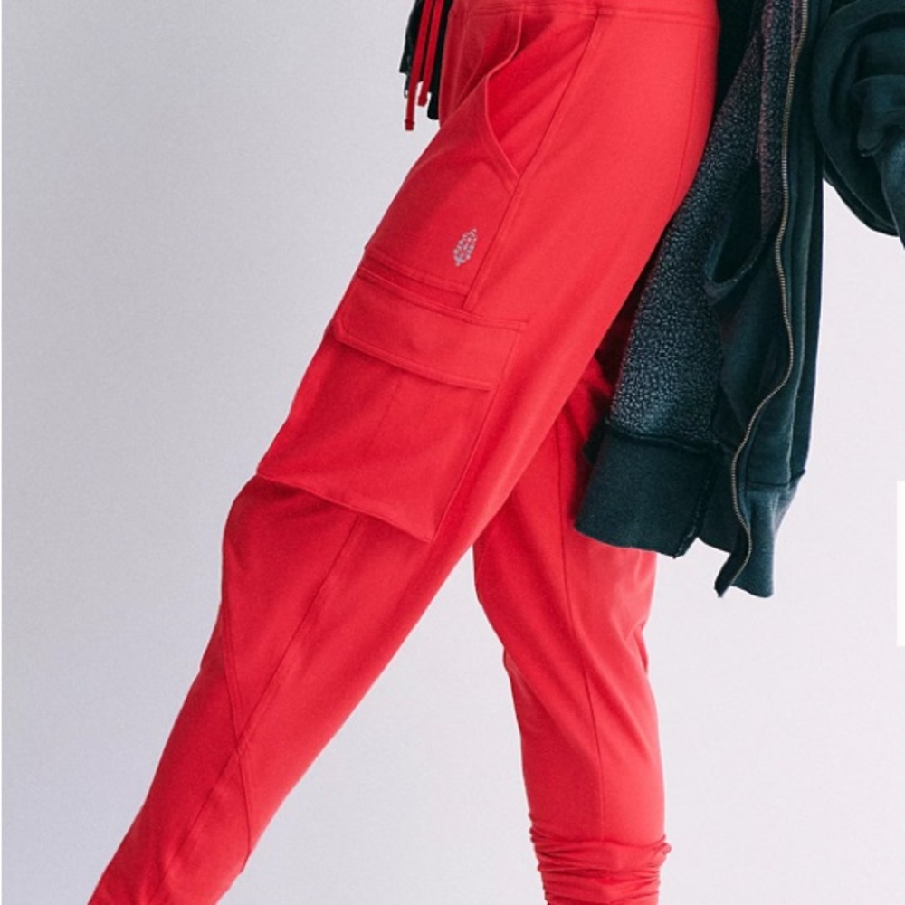 Free People Off road Cargo joggers in Racer red